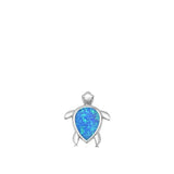 Sterling Silver Blue Synthetic Opal Turtle Pendant Ocean Animal Beach Swim Charm