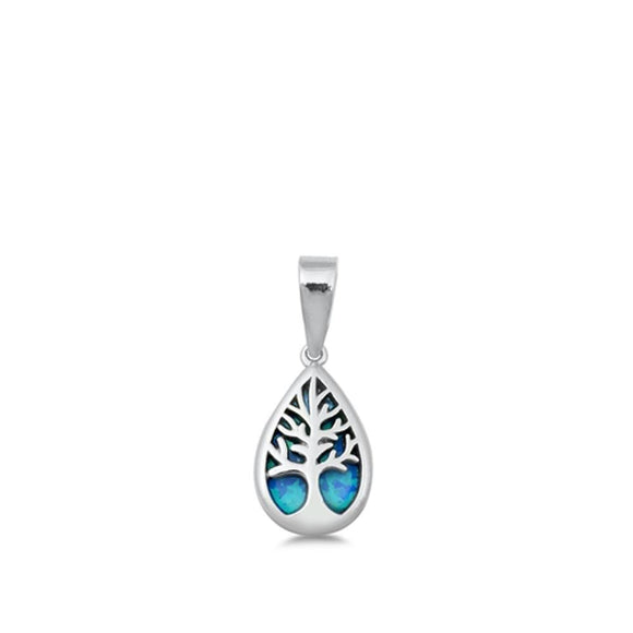 Sterling Silver Tree of Life Pendant Teardrop Cutout Pear Elegant Charm 925 New