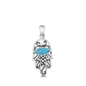 Sterling Silver Ornate Hamsa Pendant Filigree Swirl Rope Twist Hand of God Charm