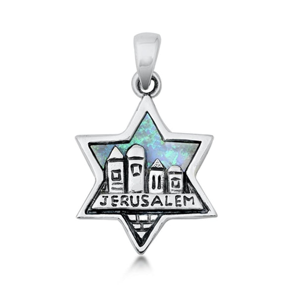 Sterling Silver Jerusalem Star of David Pendant Jewish Bible City Unique Charm