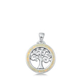 Sterling Silver White Synthetic Opal Tree of Life Medallion Pendant Cute Charm