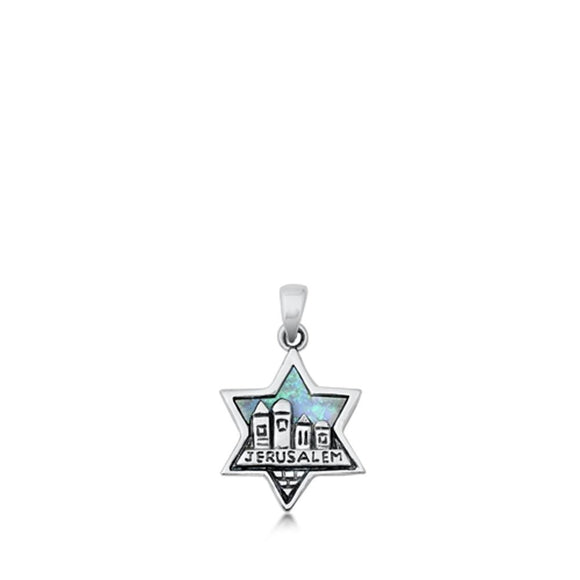 Sterling Silver City of Jerusalem Pendant Bible Jesus Christ Star of David Charm