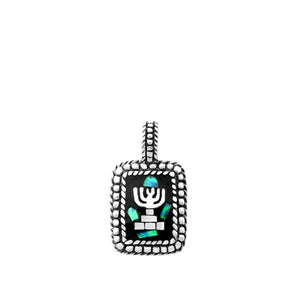 Sterling Silver Unique Menorah Pendant Rope Halo Celebration Candle Charm 925