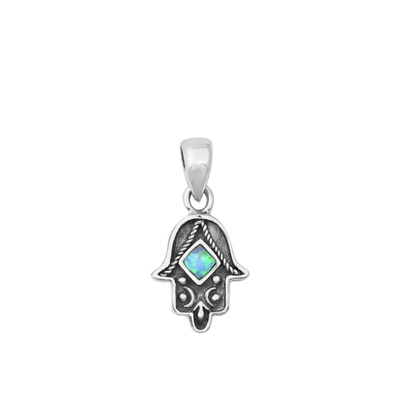 Sterling Silver Oxidized Hamsa Pendant Hand of God Bali Style Rope Twist Charm