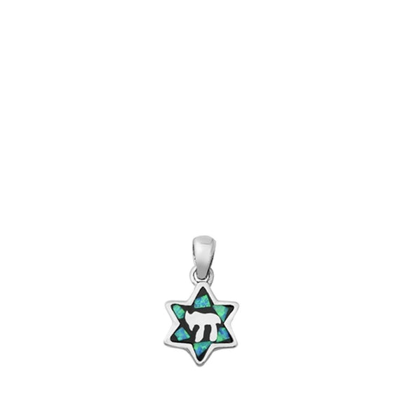 Sterling Silver Chai Symbol Pendant Life Jewish Star of David Unique Charm 925