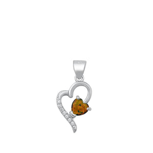 Sterling Silver Mystic Synthetic Opal Promise Heart Pendant Elegant Love Charm