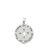 Sterling Silver Go In The Direction of Your Dream Pendant Text Letters Charm 925