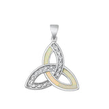 Sterling Silver Wholesale Celtic Triquetra White Synthetic Opal Pendant Charm