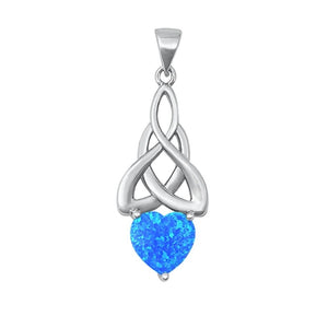 Sterling Silver Wholesale Blue Synthetic Opal Pendant Celtic Knot Charm 925 New