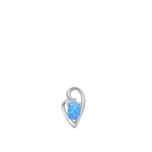 Sterling Silver Wholesale Blue Synthetic Opal Pendant Heart Charm 925 New