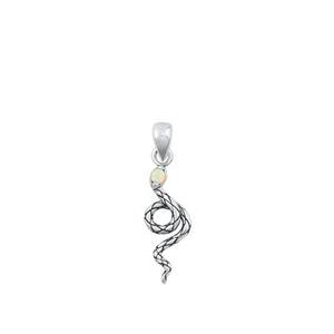 Sterling Silver Wholesale White Synthetic Opal Snake Pendant Polished Charm 925