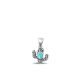 Sterling Silver Wholesale Turquoise Cactus Pendant High Polished Charm .925 New