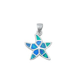 Sterling Silver Wholesale Blue Synthetic Opal Starfish Pendant Charm .925 New