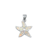 Sterling Silver Unique White Synthetic Opal Starfish Pendant Charm .925 New