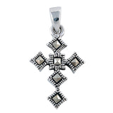 Sterling Silver Gothic Cross Pendant Vintage Marcasite Style Elegant Charm 925