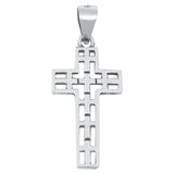 Sterling Silver Cutout Mosaic Cross Pendant Modern Unique Christian Charm 925