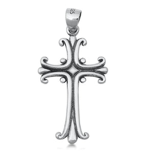 Sterling Silver Ornate Gothic Cross Pendant Vintage Classic Traditional Charm