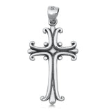 Sterling Silver Ornate Gothic Cross Pendant Vintage Classic Traditional Charm