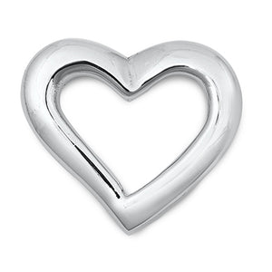 Sterling Silver High Polish Heart Pendant Slider Floating Charm New 925 Love