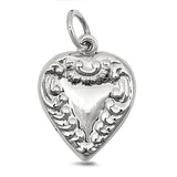 Sterling Silver Victorian Heart Pendant Love Promise Filigree Swirl Charm 925