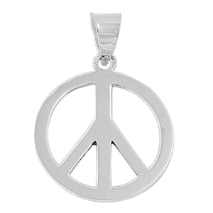 Flat Peace Sign Pendant .925 Sterling Silver High Polish Retro Vintage Charm