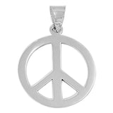 Flat Peace Sign Pendant .925 Sterling Silver High Polish Cutout Circle Charm