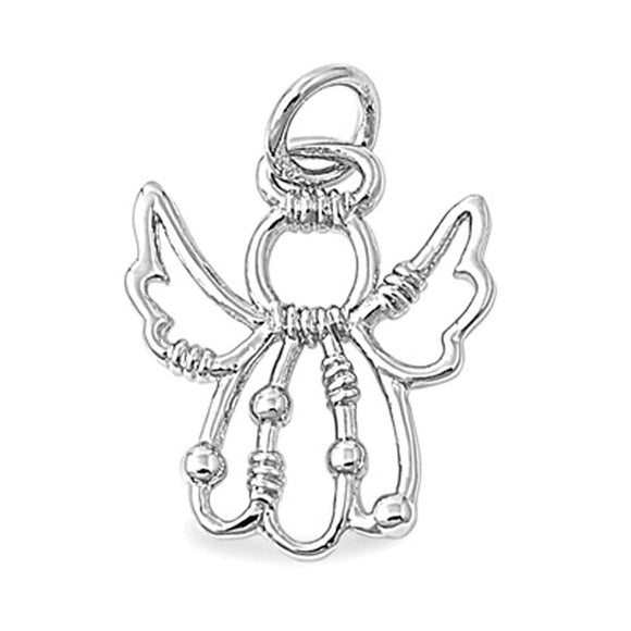 Cute Bead Angel Pendant .925 Sterling Silver Outline Spiral Coil Charm