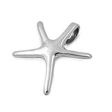 Elongated Shiny Starfish Pendant .925 Sterling Silver Animal Sea Life Charm