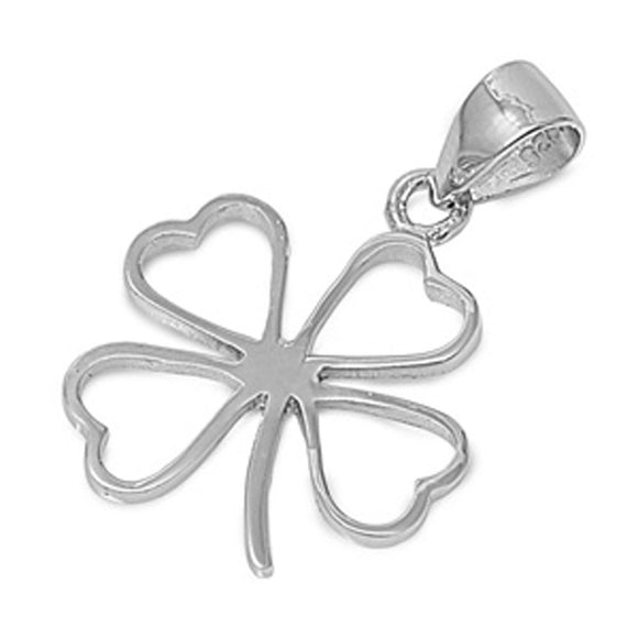 Heart Simple Cutout Clover Pendant .925 Sterling Silver Open Outline Charm