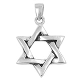 Star of David Pendant .925 Sterling Silver Woven Shape Jewish Religious Charm