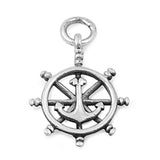 Anchor Steering Wheel Pendant .925 Sterling Silver Navy Ocean Pirate Ship Charm