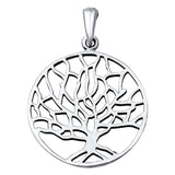 Cutout Tree of Life Pendant .925 Sterling Silver Open Circle Roots Family Charm