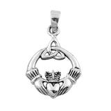 Hoop Celtic Triquetra Claddagh Pendant .925 Sterling Silver Endless Knot Charm