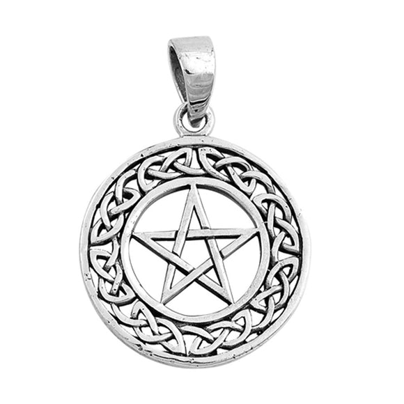 Star Celtic Knot Pentagram Pendant .925 Sterling Silver Devil Symbol Evil Charm