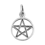 Star Pentagram Pendant .925 Sterling Silver Satanic Devil Circle Charm