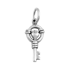 Celtic Heart Key Pendant .925 Sterling Silver Rope Circle Promise Charm