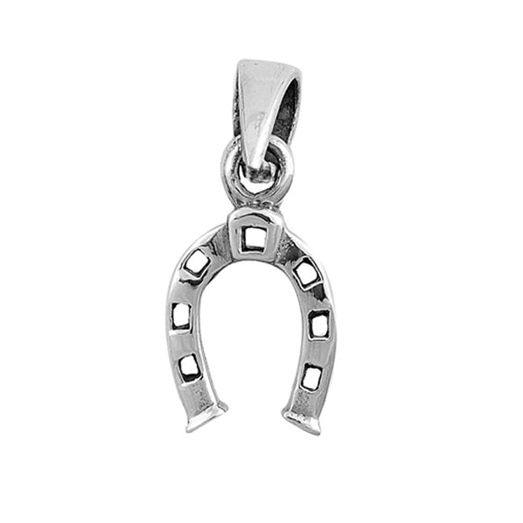 Cutout Upside Down Horseshoe Pendant .925 Sterling Silver Horse Cowboy Charm