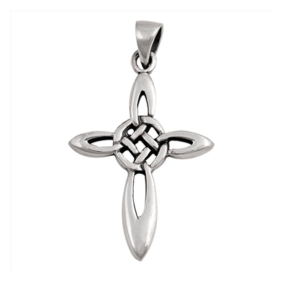 Sterling Silver Celtic Cross Pendant Loop Infinity Knot Braid Charm 925 New