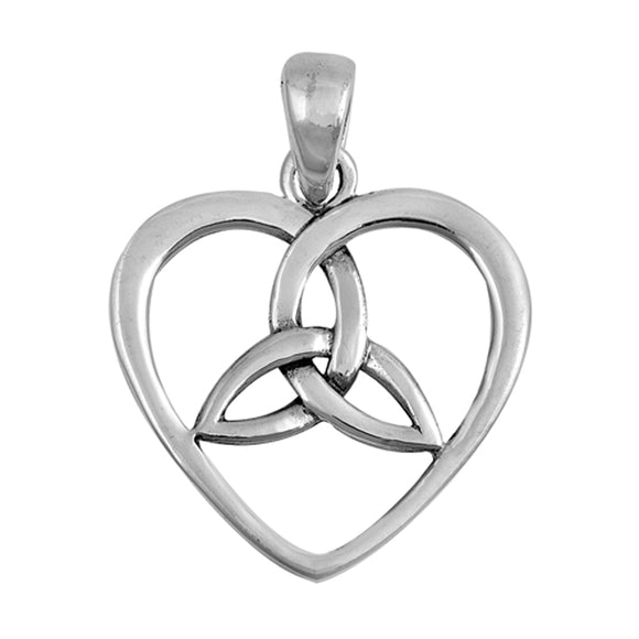 Sterling Silver Celtic Triquetra Knot Pendant Promise Heart Love Loyality Charm