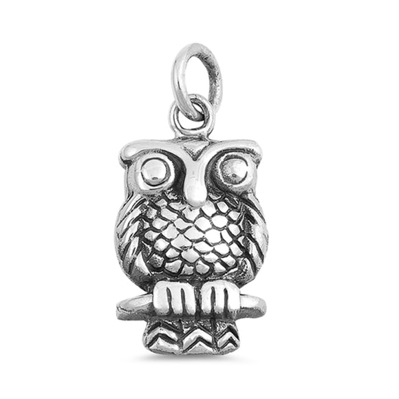 Sterling Silver Cute Owl Pendant Bird Animal Nature Wilderness Charm 925 New