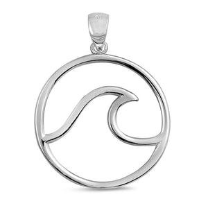 Sterling Silver Ocean Wave Pendant Cutout Beach Surfer Nautical Charm 925 New