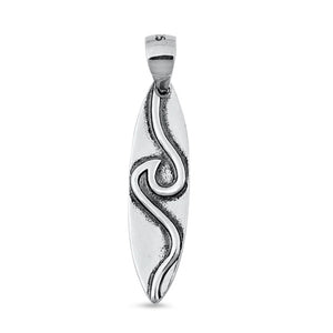 Sterling Silver Ocean Wave Surfboard Pendant Beach Surf Tropical Swim Charm 925