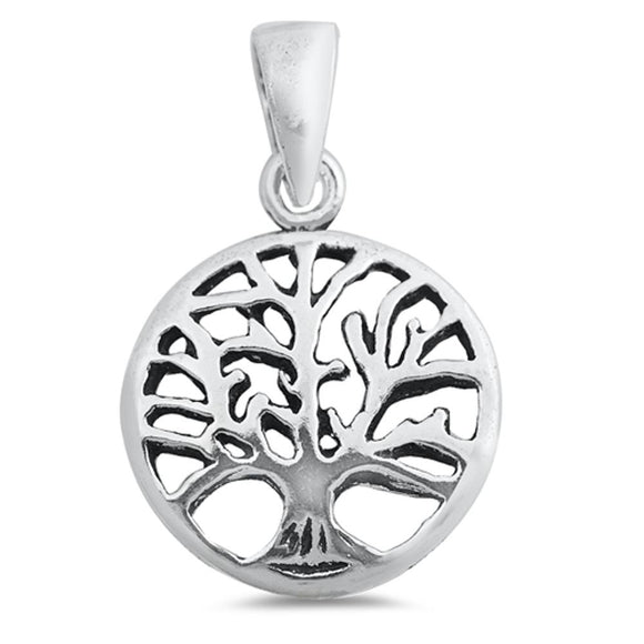 Sterling Silver Tree of Life Pendant Branch Roots Open Circle Charm 925 New