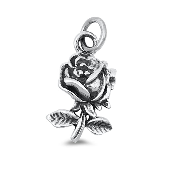 Sterling Silver Fairy Tale Rose Pendant Elegant Flower Vintage Style Charm 925