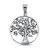 Sterling Silver Cutout Tree of Life Pendant Medallion Branch Leaf Hoop Charm 925