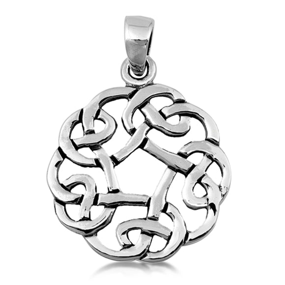 Sterling Silver Celtic Rounded Knot Pendant Weave Wreath Ornate Charm 925 New