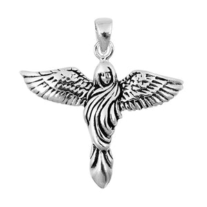 Sterling Silver Ornate Angel Pendant Faith Religious Spiritual Charm 925 New