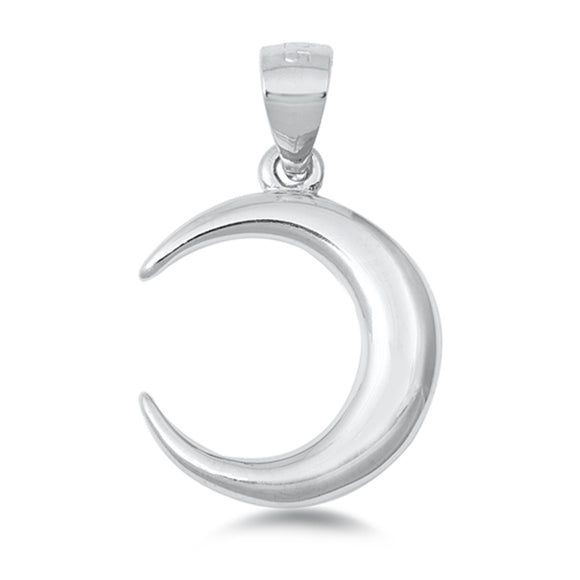 Sterling Silver Crescent Moon Pendant Simple Traditional Space Night Sky Charm