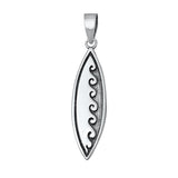 Sterling Silver Ocean Wave Surfboard Pendant Unique Beach Surf Charm 925 New