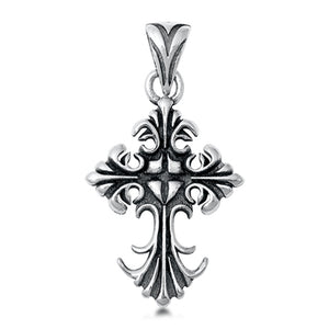 Sterling Silver Filigree Cross Pendant Medieval Gothic Vintage Style Charm 925